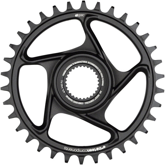 Schwarzes e*thirteen Direct Mount Kettenblatt mit 38 Zähnen für E-Bikes