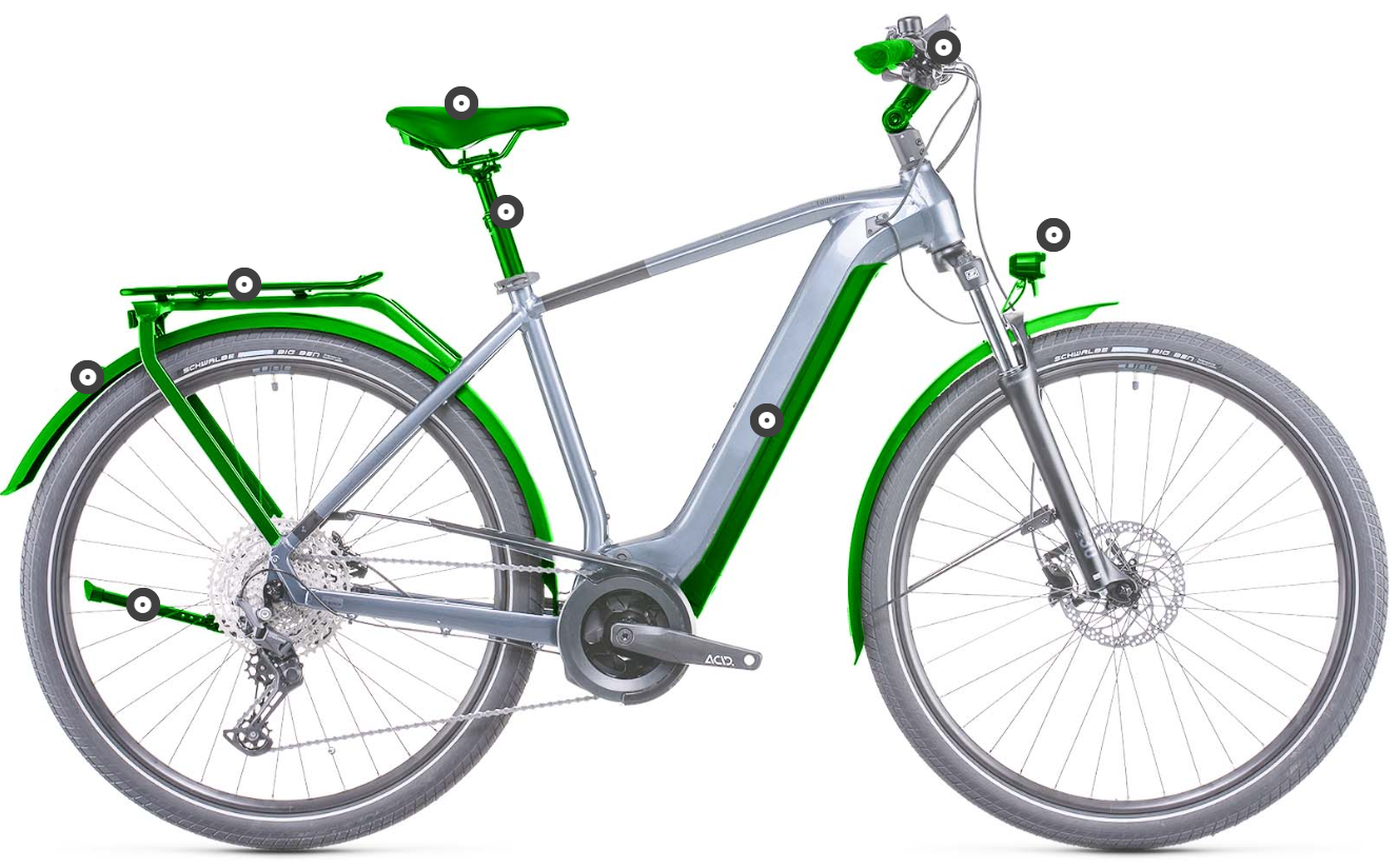 Fahrrad mit grünen Teilen