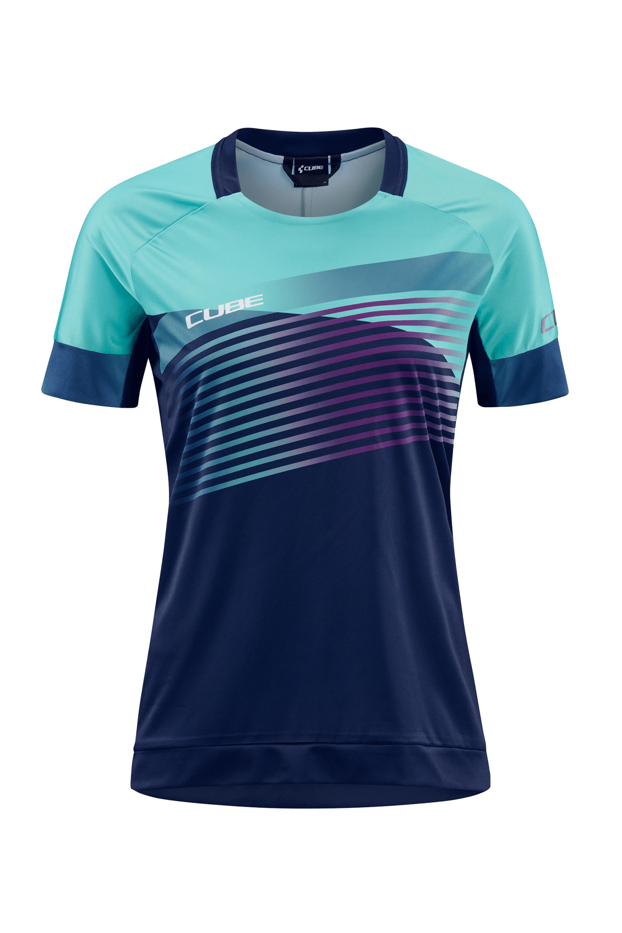 CUBE TEAMLINE WS Rundhalstrikot kurzarm blue´n´mint M (38)