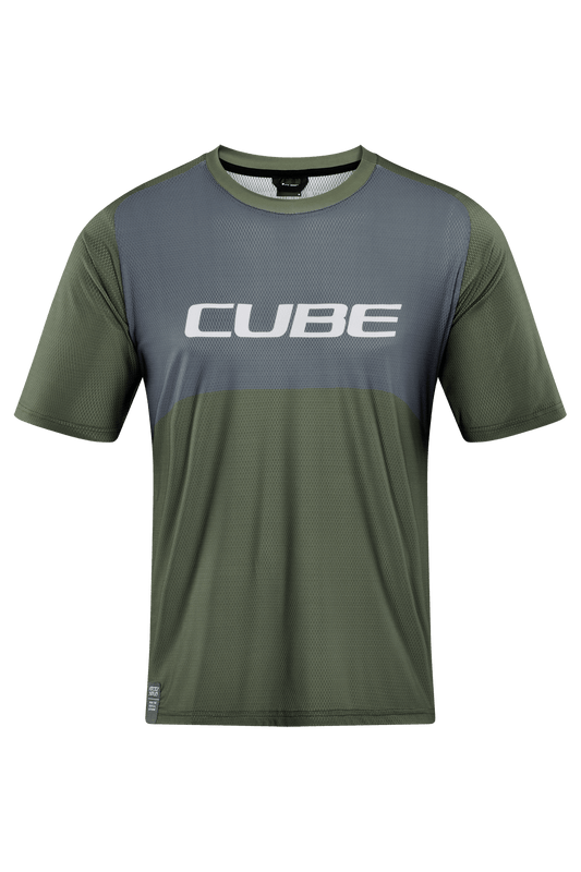 CUBE VERTEX Rundhalstrikot TM kurzarm olive´n´grey S