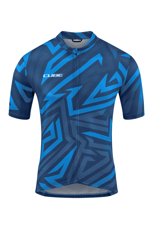 CUBE ATX Trikot Full Zip CMPT kurzarm blue L
