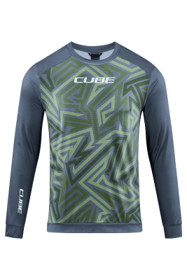 CUBE ATX Rundhalstrikot TM langarm olive´n´grey L