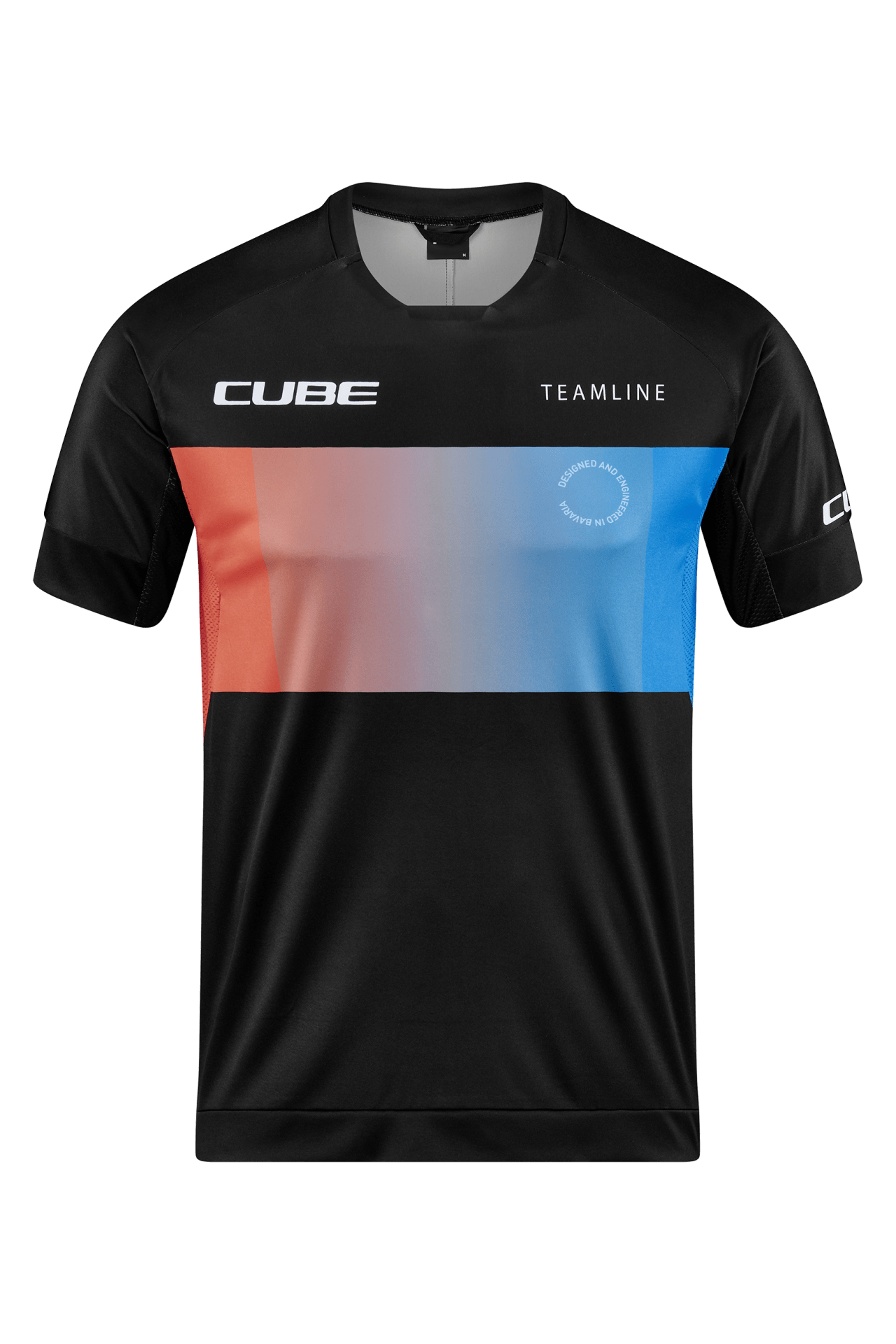 CUBE TEAMLINE Rundhalstrikot kurzarm black´n´blue´n´red L
