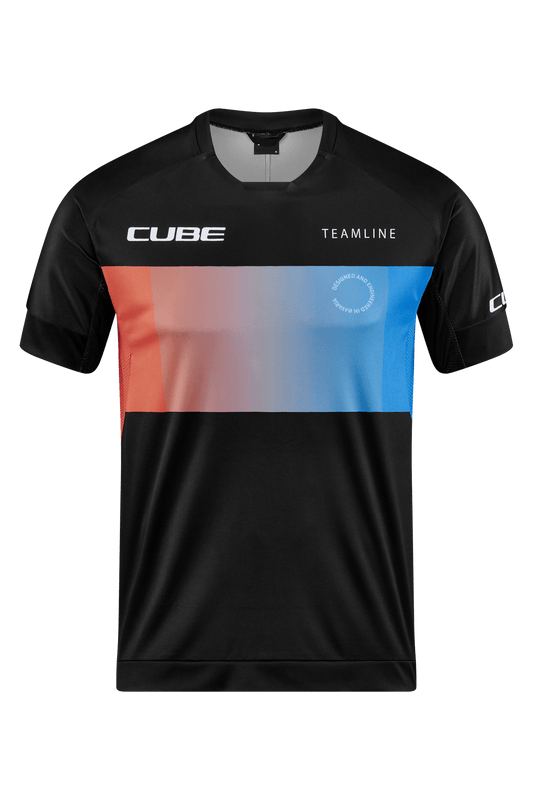 CUBE TEAMLINE Rundhalstrikot kurzarm black´n´blue´n´red L