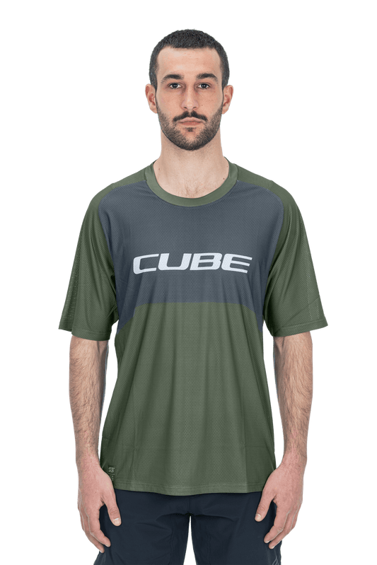CUBE VERTEX Rundhalstrikot TM kurzarm olive´n´grey S