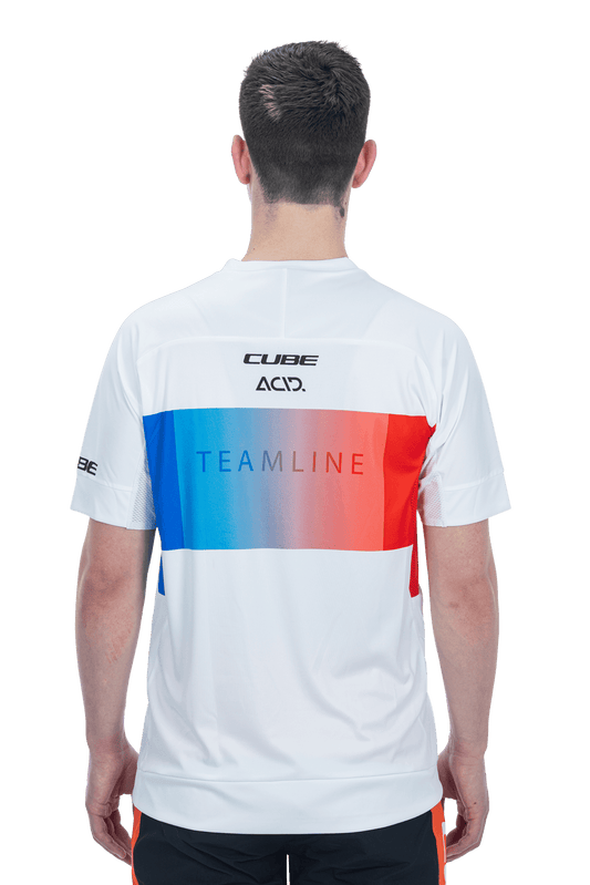 CUBE TEAMLINE Rundhalstrikot kurzarm white´n´blue´n´red L