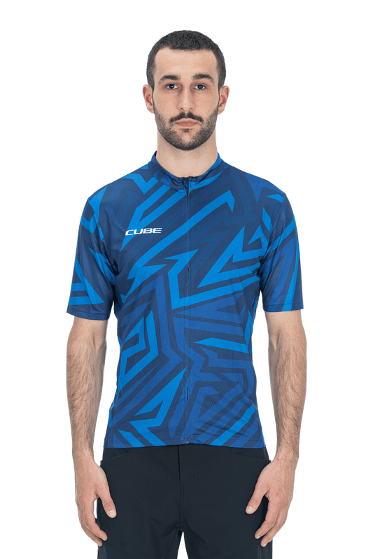 CUBE ATX Trikot Full Zip CMPT kurzarm blue L