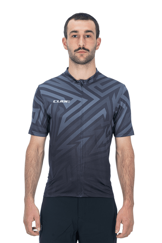 CUBE ATX Trikot Full Zip CMPT kurzarm black´n´grey L