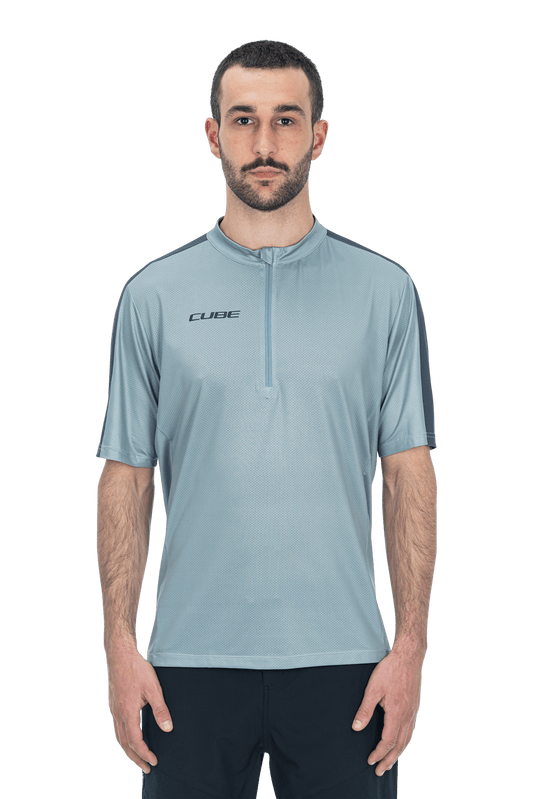 CUBE ATX Trikot Half Zip CMPT kurzarm grey L