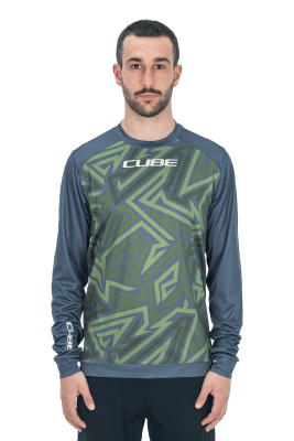 CUBE ATX Rundhalstrikot TM langarm olive´n´grey L