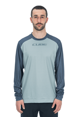 CUBE ATX Rundhalstrikot langarm grey´n´anthracite L