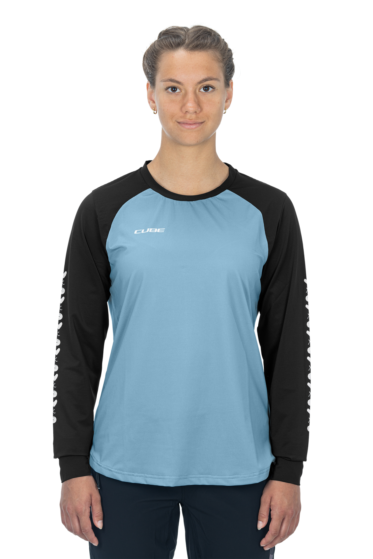 CUBE ATX WS Rundhalstrikot langarm blue´n´black L