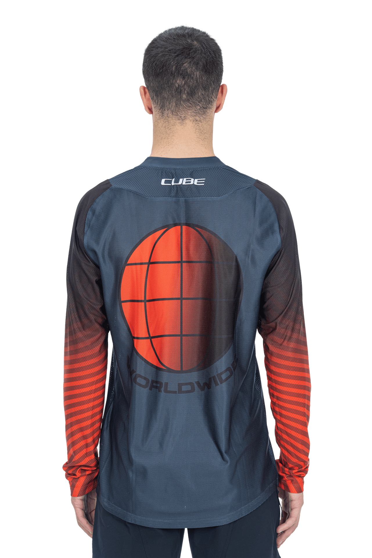 CUBE VERTEX Rundhalstrikot langarm grey´n´red S