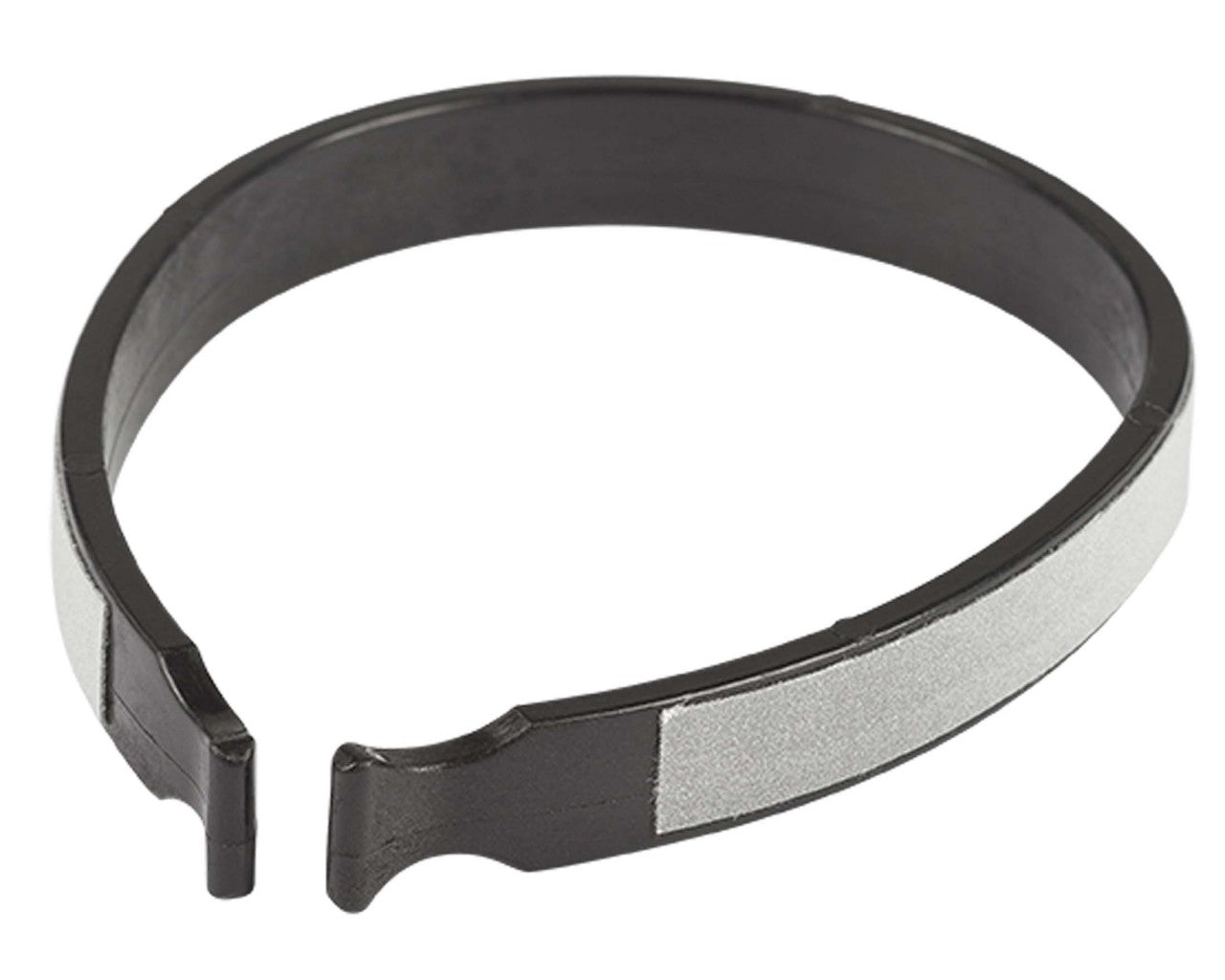 Die RFR Reflektor Knieband Hosenklammer von RFR ist eine schwarz-silberne Metallbandklammer mit einem Reflexstreifen für Sichtbarkeit - perfekt als Hosenbeinschoner beim Radfahren.